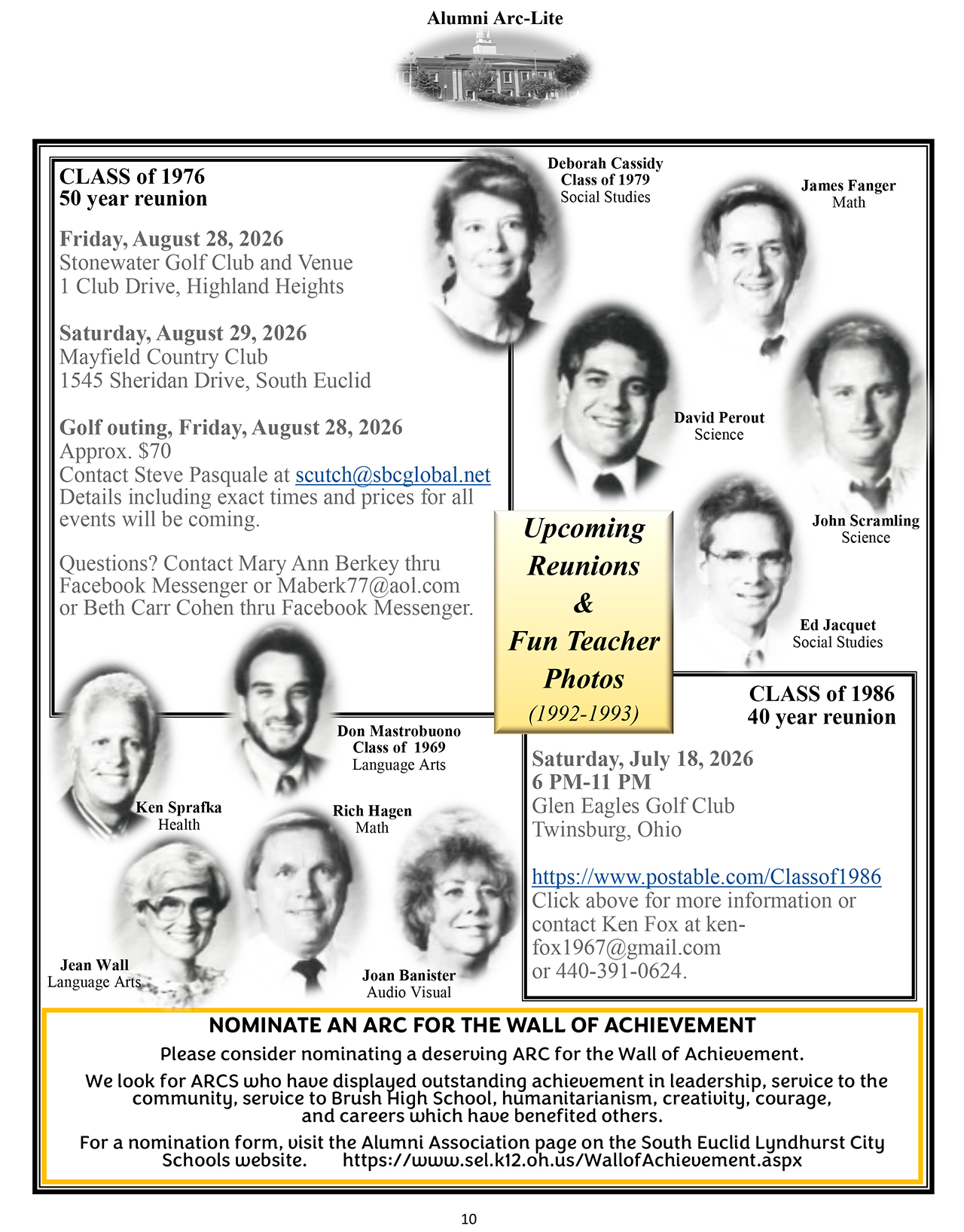 Upcoming Reunions and Fun Teacher Photos (1992-1993)