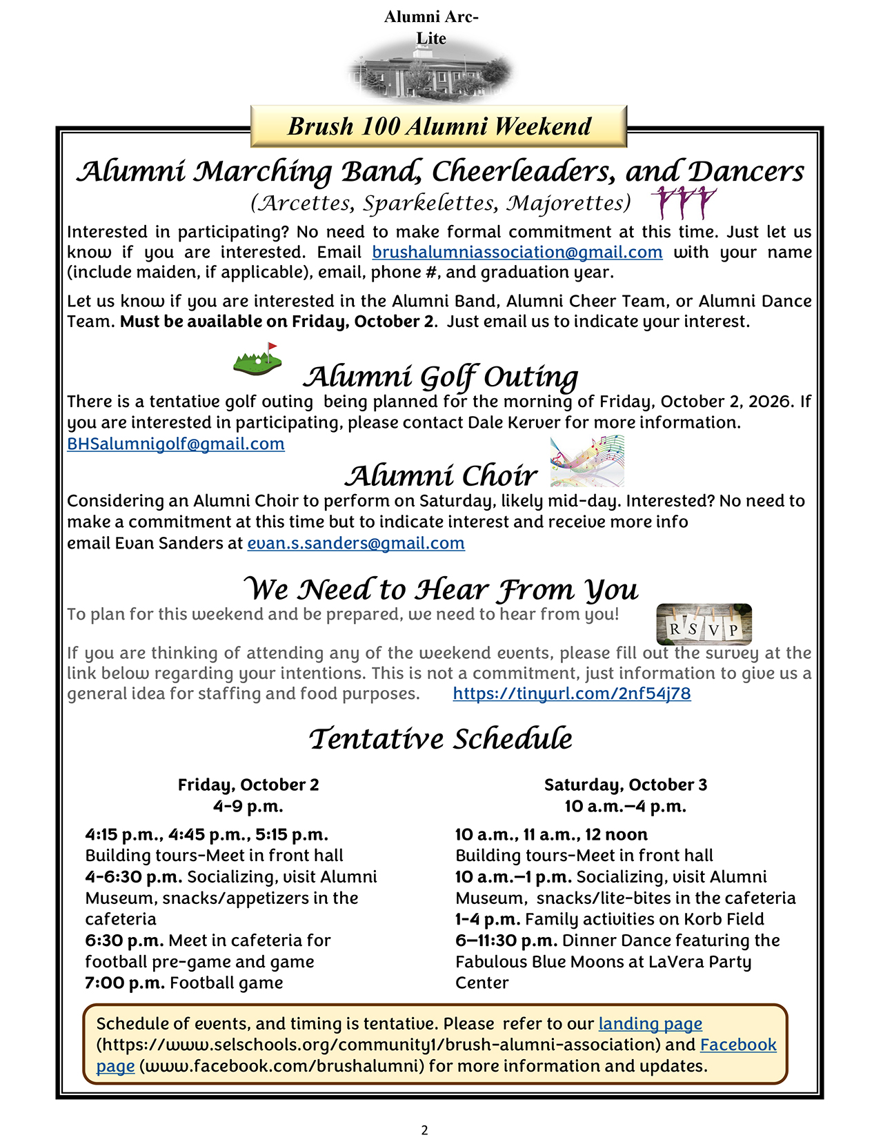 Charles F. Brush High School 100 Year Centennial Celebration | 100 Year Anniversary 1927 - 2027 | Alumni Weekend | Celebrating All That We Were... and Everything We Are | October 2nd and 3rd 2026