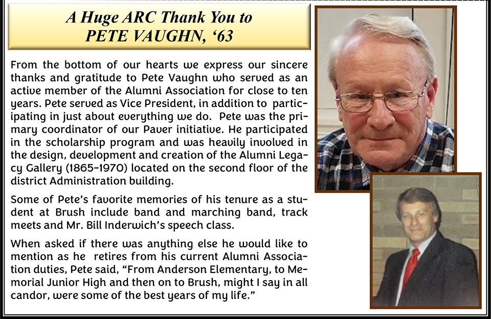 A Huge ARC Thank You to Pete Vaughn, '63