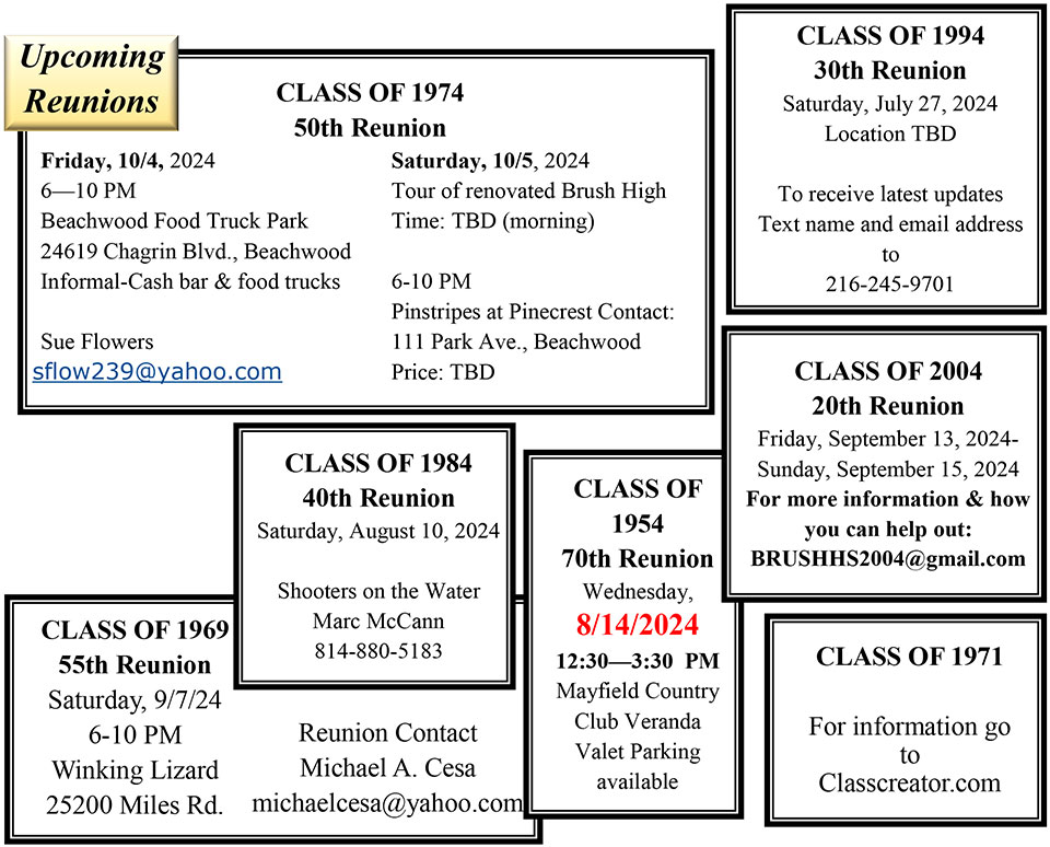 Upcoming Reunions