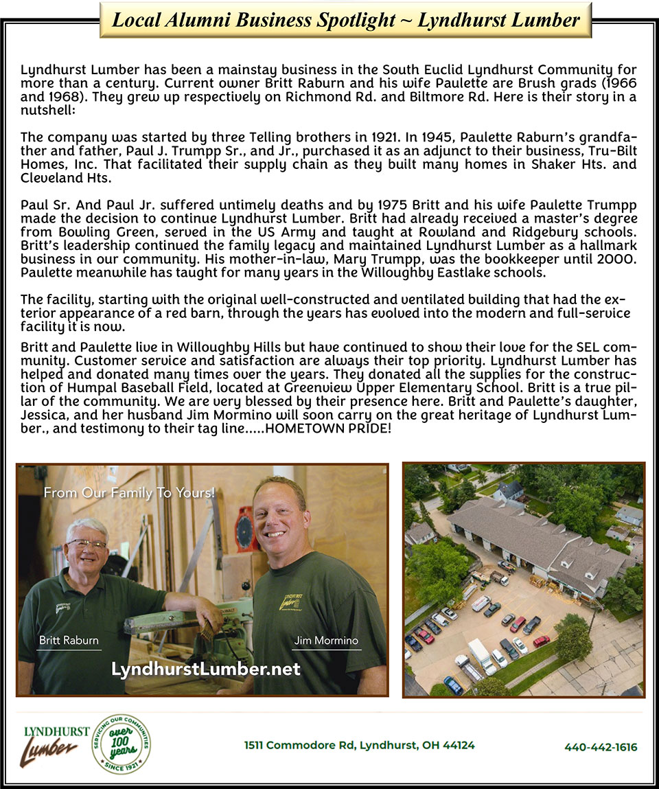 Local Alumni Business Spotlight ~ Lyndhurst Lumber