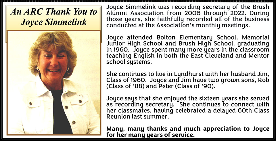 An ARC Thank You to Joyce Simmelink