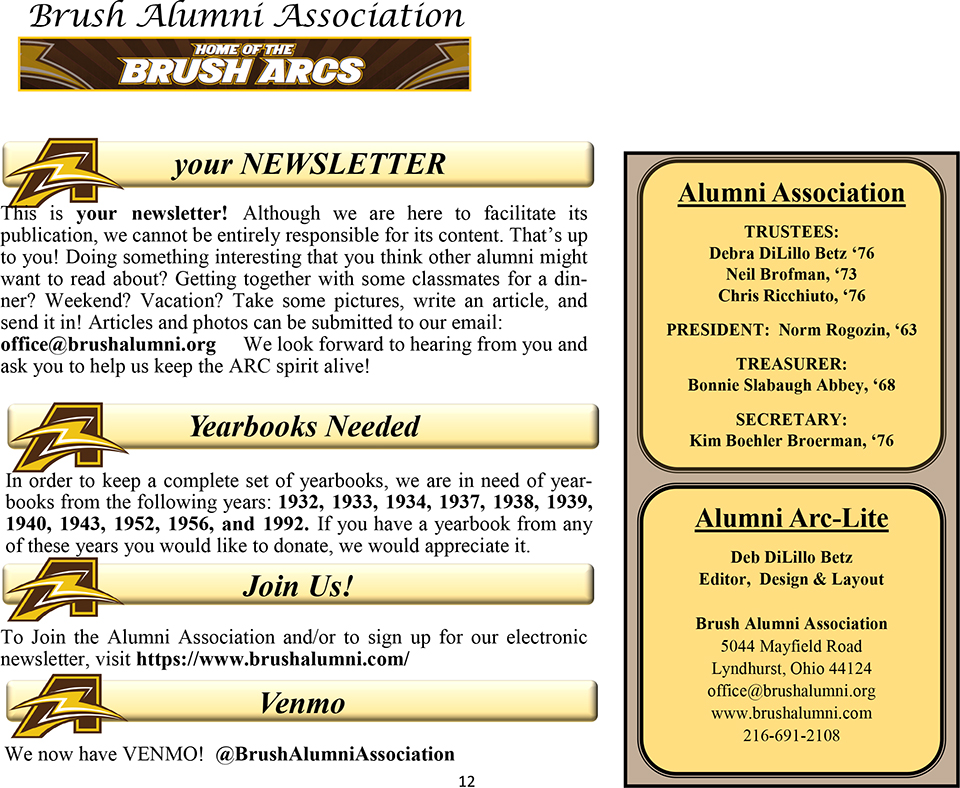 Your Newsletter, Yearbooks Needed, Join Us! and Venmo
