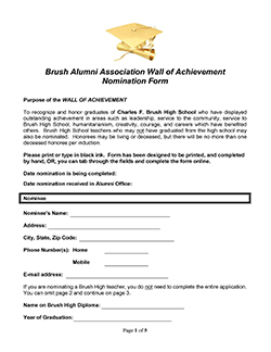 Nominate a Brush Graduate or Teacher for the 2020 Brush Alumni Association Wall of Achievement - Nominations Accepted Through April 1, 2020 - Charles F. Brush Alumni Association